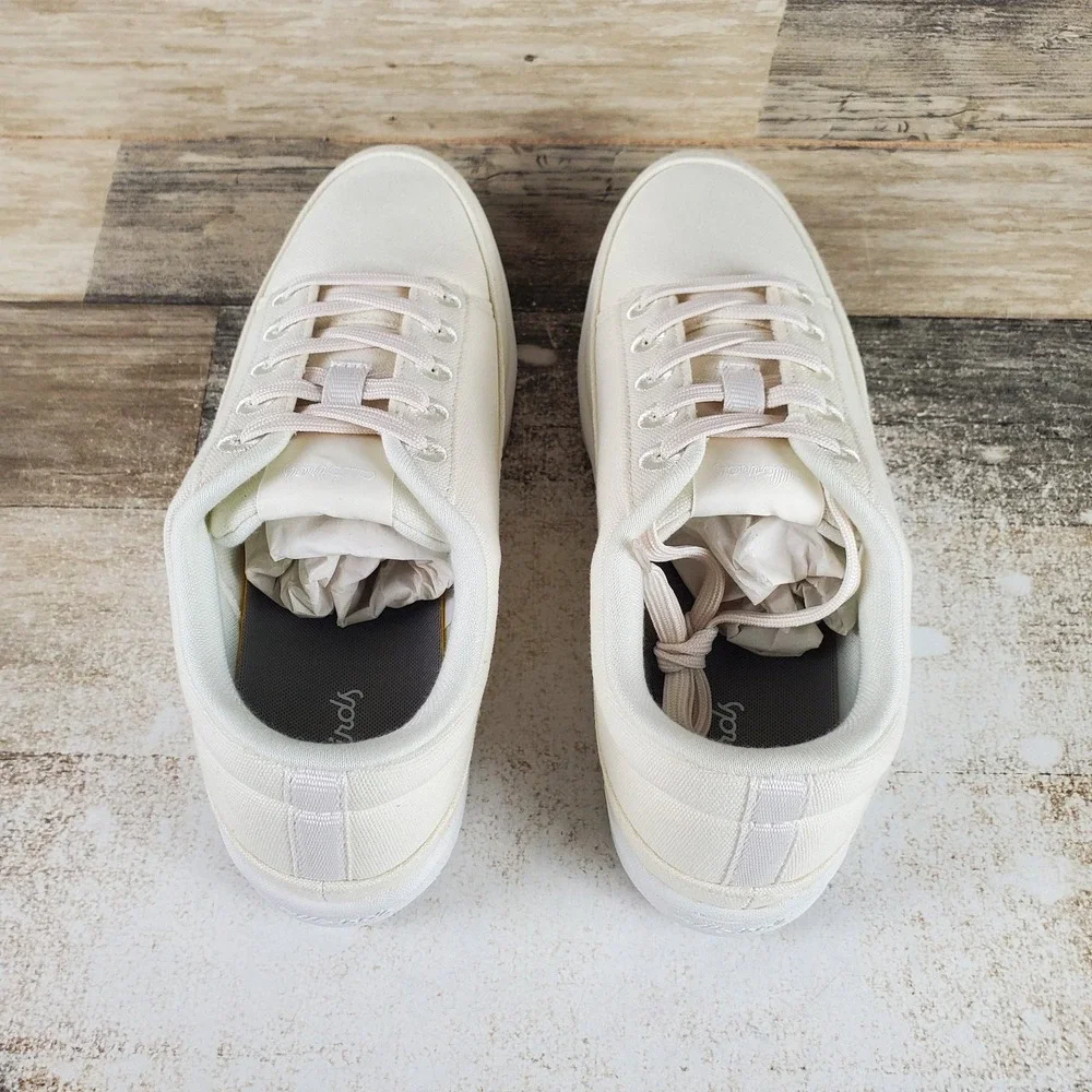 Allbirds Canvas Pacer Women Shoes Sz 8 W Natural White Blizzard Lace Up Sneakers